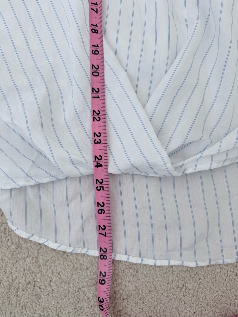 Zara White Blouse with Light Blue Pinstripes - Picture 9 of 10